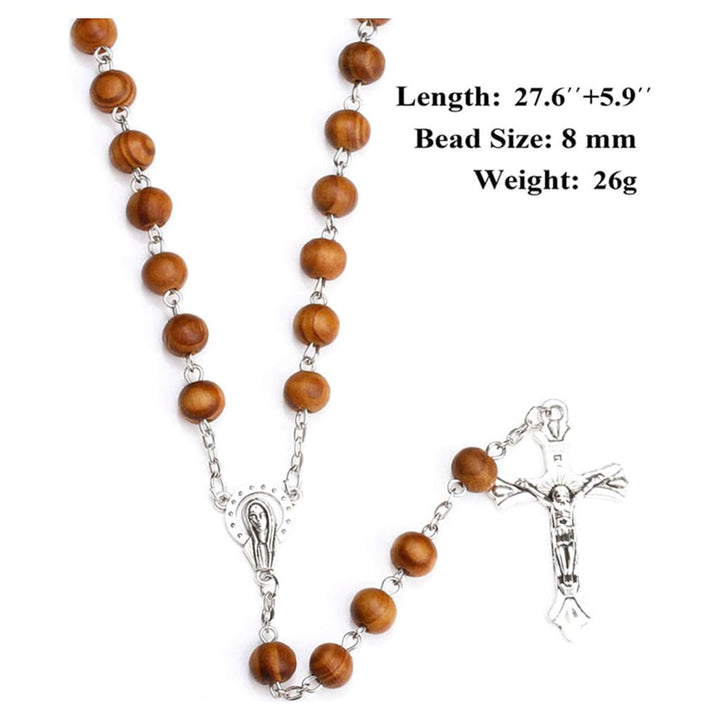 Classic Christian Wooden Long Chain Rosary