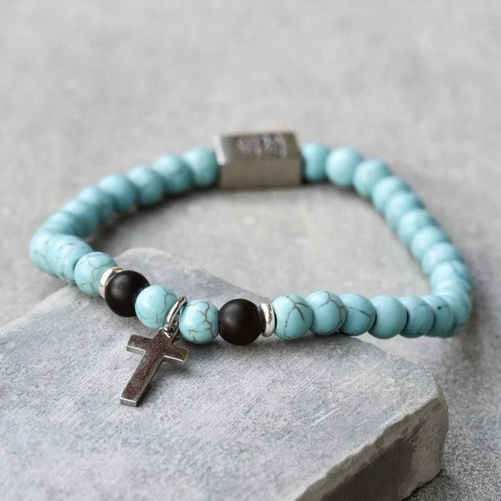 Christian Blessing Turquoise Stretch Bracelet