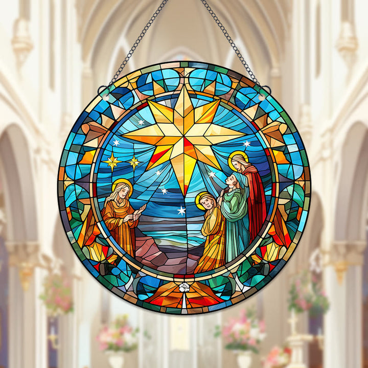 Discount Today: 5 Stained Glass Styles Colorful Christ Scene Ornaments