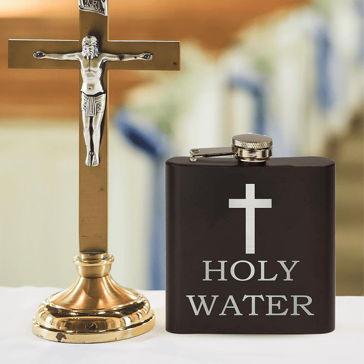 Christian Art Black Holy Water Portable Alcohol Drinking Flask