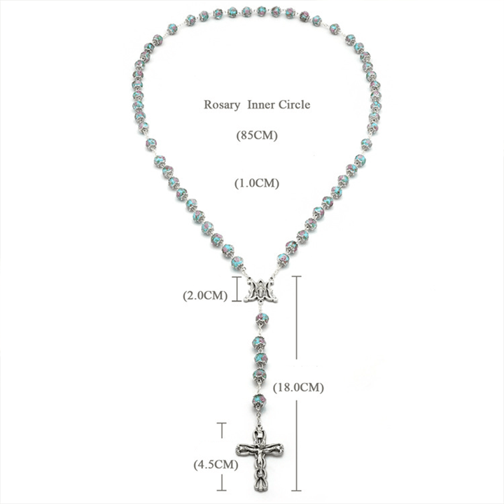 Glazed Crystal Rose Flower Beads Rosary