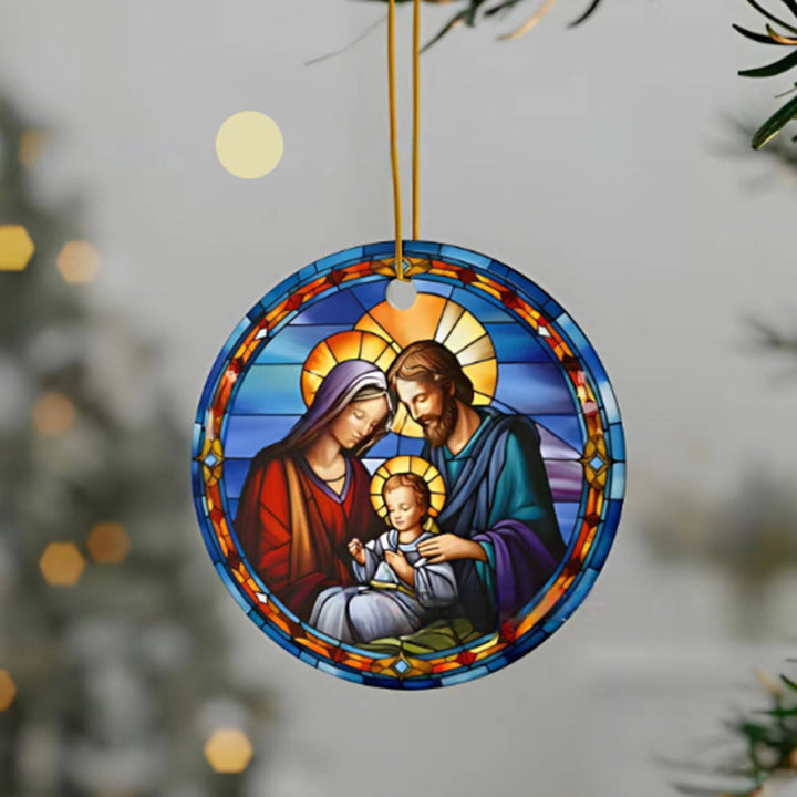 Discount Today: 4 Stained Glass Styles Holy Family Christmas Colorful Ornaments