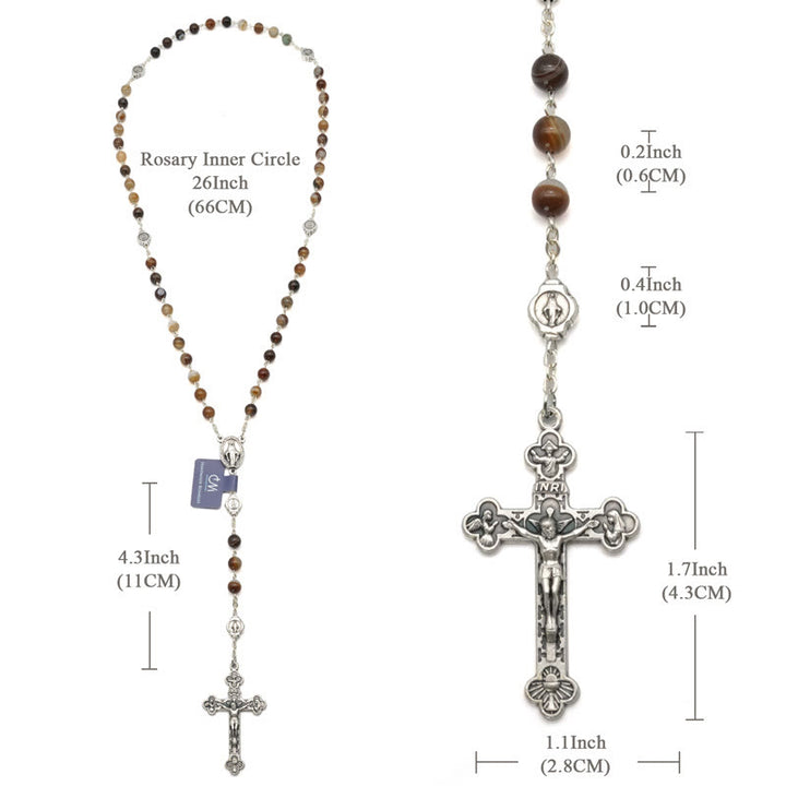 Christianartworkshop Virgin Mary Agate Prayer Rosary with 5-in-1 Crucifix