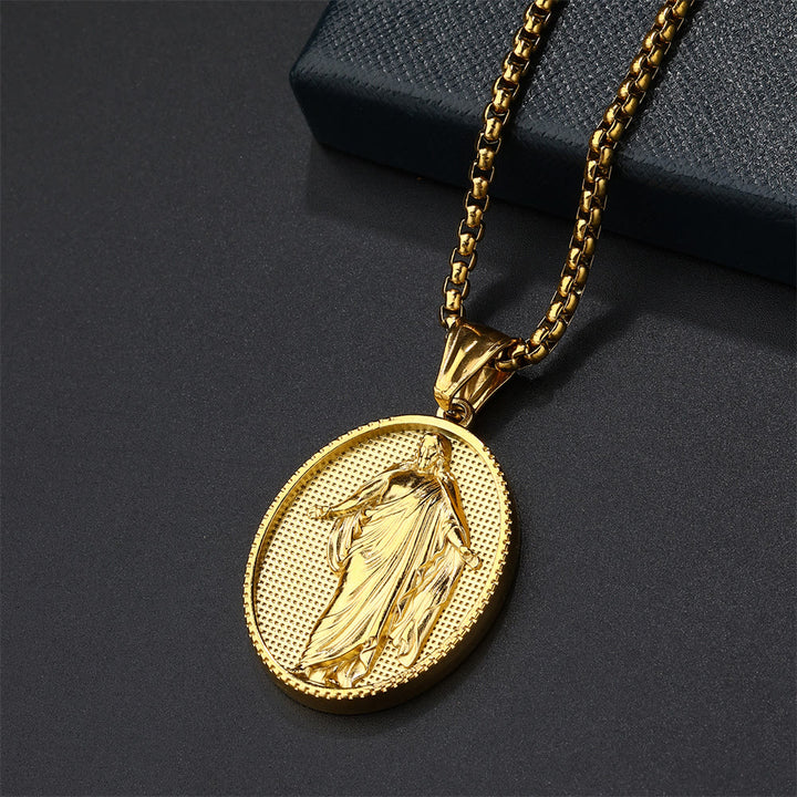 Christ Jesus Medallion Pendant Blessing Necklace
