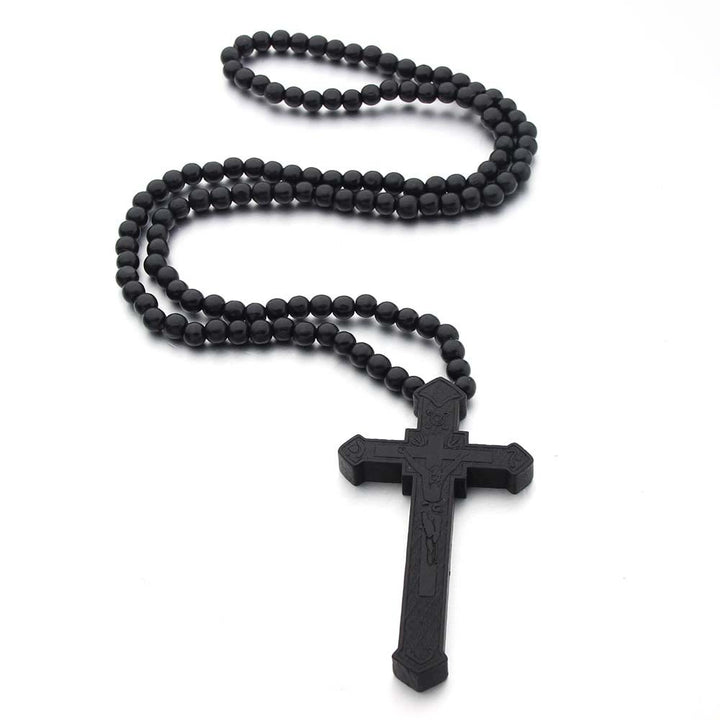 Christian Jesus Cross Wooden Necklace