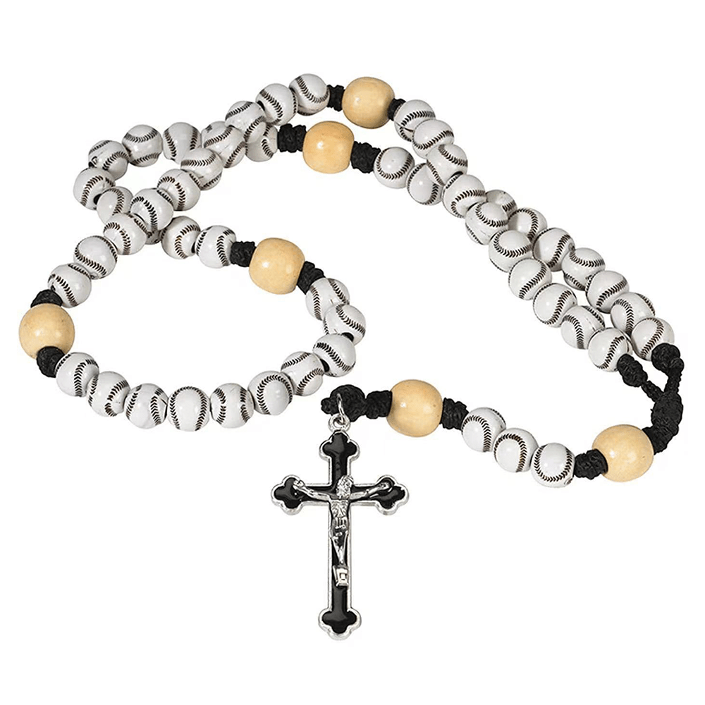 Hand-Woven Baseball Beads Sports Prayer Rosary