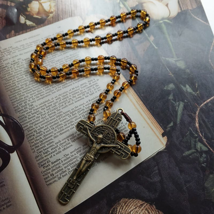 FREE Today: Glass Bead Crucifix Pendant Necklace