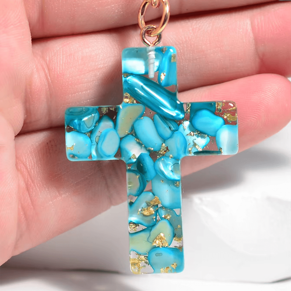 Christian Art 6 Fresh Style Color Resin Butterfly Cross Keychain