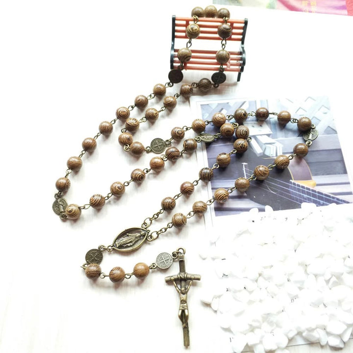 Crucifix St. Benedict Our Lady Medal Wooden Rosary