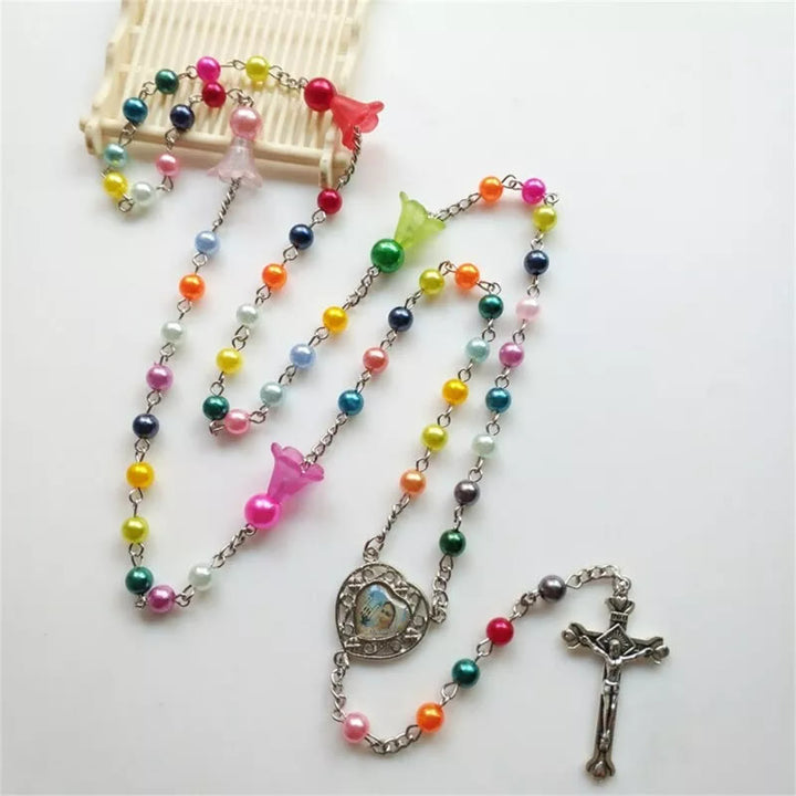 Jesus & Mary Colorful Pearl Rosary