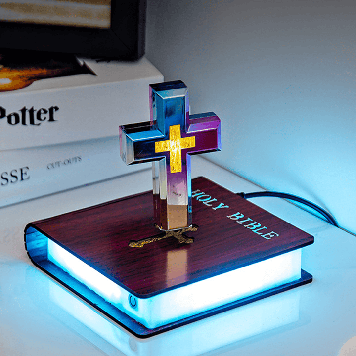 Book-base Magnetic Levitation Cross Ornament