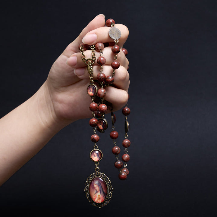 Our Lady Seven Sorrows Natural Sesame Stone Rosary