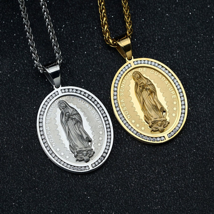 Virgin Mary Religious Stainless Steel Pendant Necklace