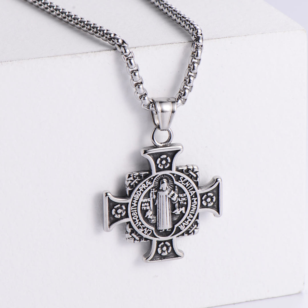 FREE Today: Saint Benedict Protection Medal Cross Pendant Necklace