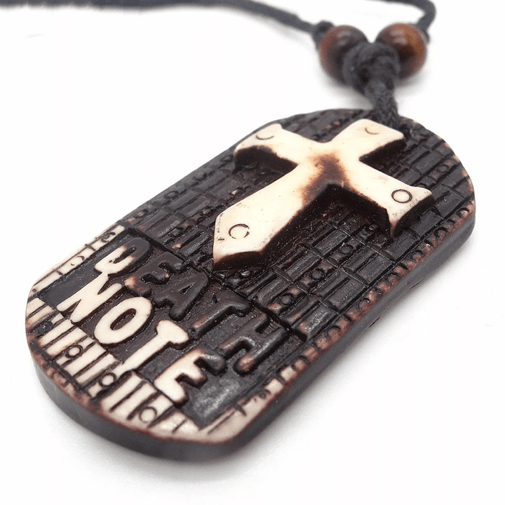 Discount Today: Christian Art Retro Style Death Note Wooden Cross Pendant Necklace