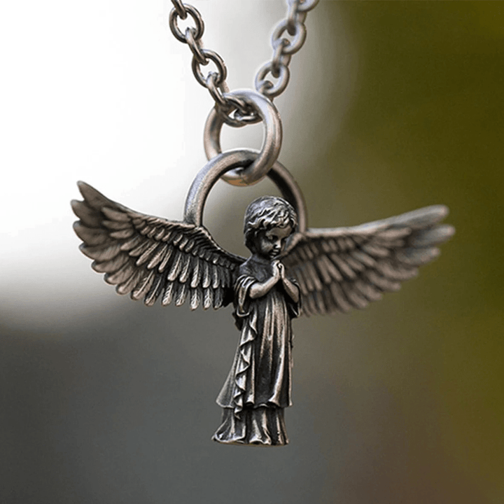 Spread-winged Praying Angel Protection Necklace