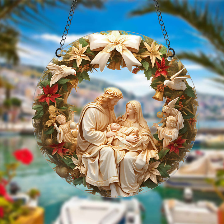 Discount Today: Sculptural Realism Style Holy Family Christmas Parasite Ornaments