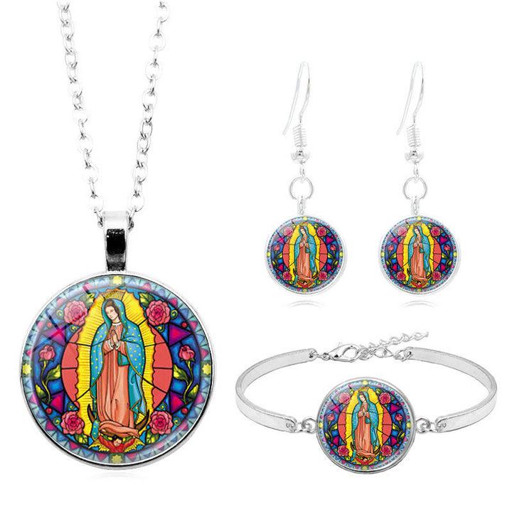 Santa Maria Our Lady Religious Glass Jewelry Set