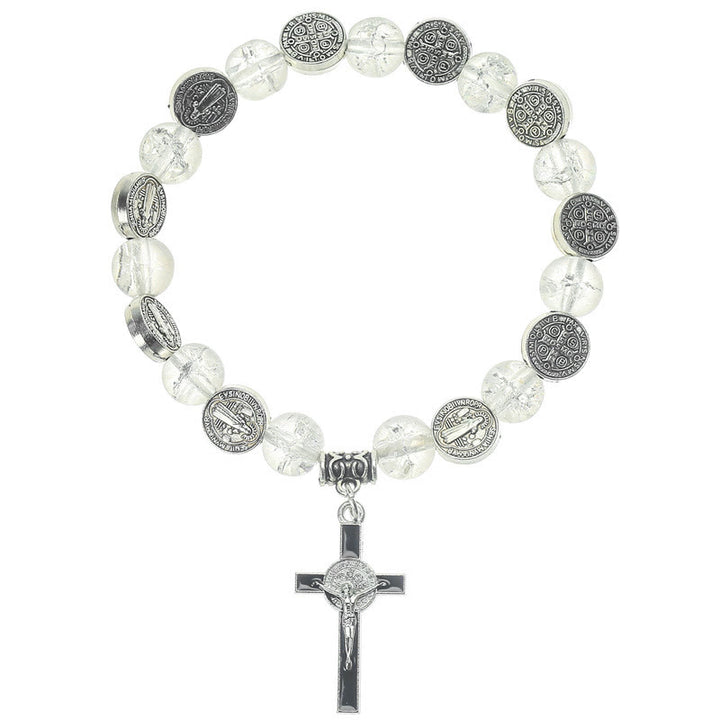 Christ Jesus Cross Alloy Charm Pendant Beaded Bracelet