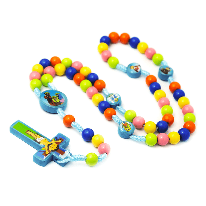 Colorful Round Beads Cross Pendant Children Rosary