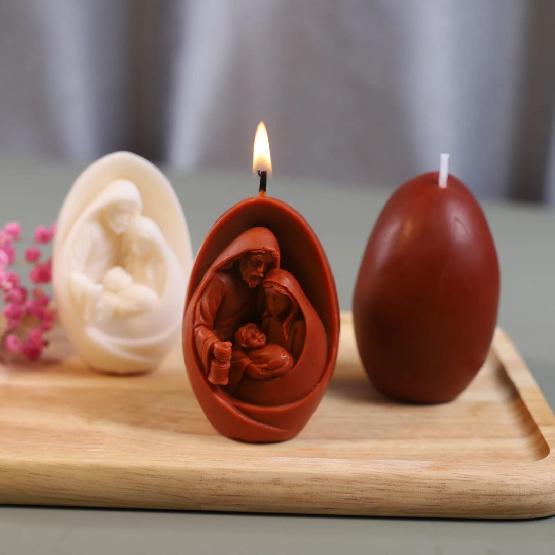 Handmade 3D Figurine Silicone Mould DIY Holy Family Candle Mold