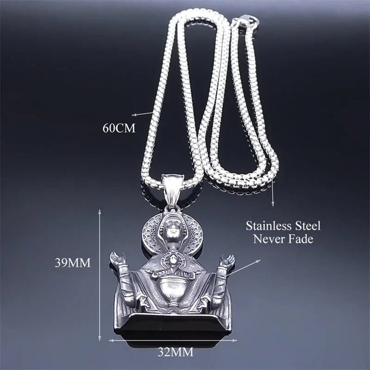 Virgin Mary Prayer Pendant Necklace Stainless Steel Catholic Medallion Protecion Chain