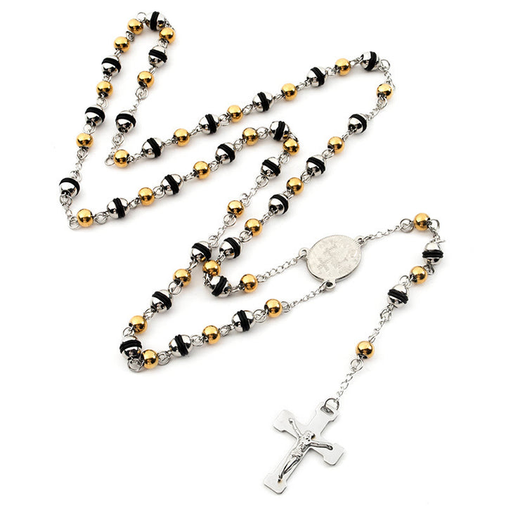 Stainless Steel Bead Chain Cross Pendant Rosary