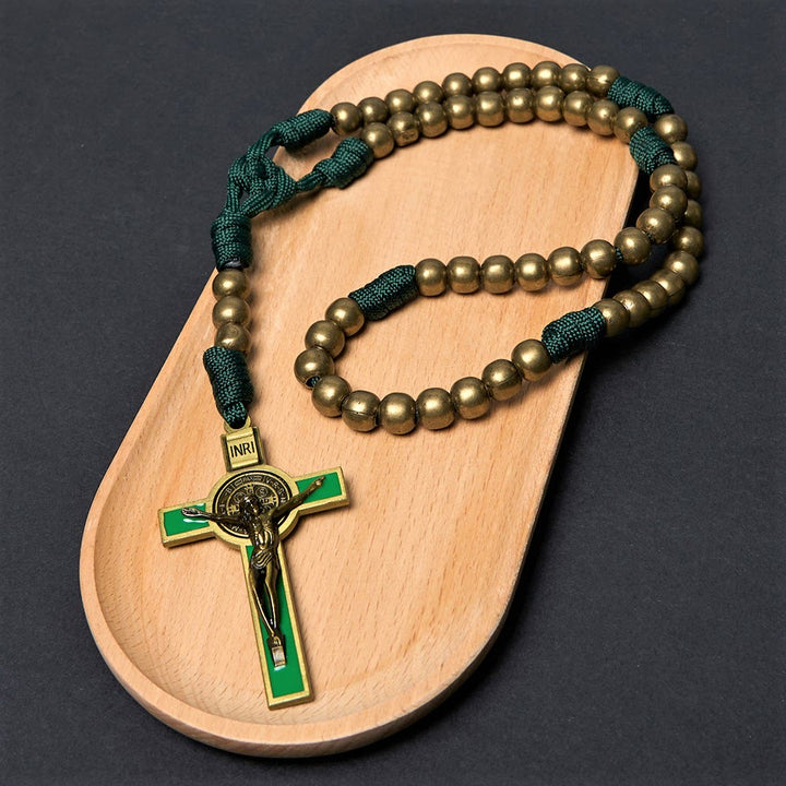 Christianartworkshop Crucifix of 10 mm Round Bronze Acrylic Paracord Rosary