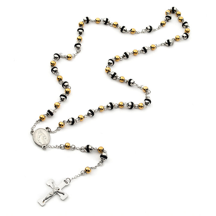 Stainless Steel Bead Chain Cross Pendant Rosary