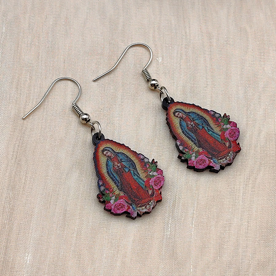 Our Lady Of Guadalupe Virgin Mary Colorful Earrings