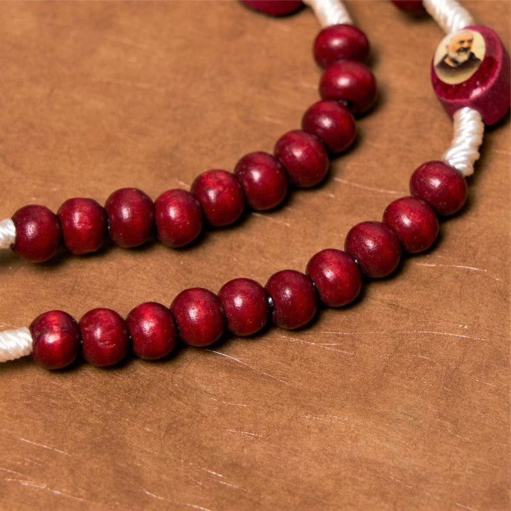 Christian Art Wine Red Wooden Beads Cross Virgin Mary Hand Held Rosary