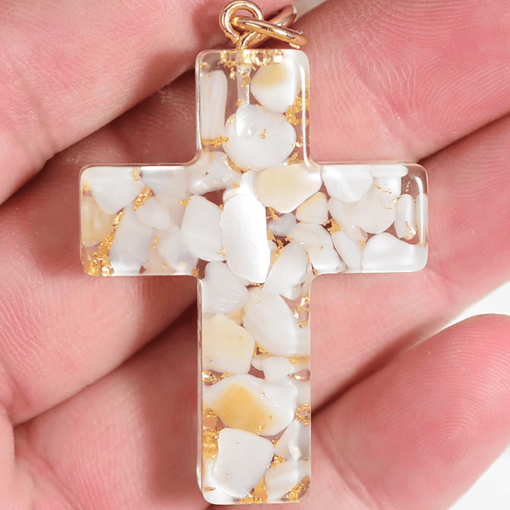 Christian Art 6 Fresh Style Color Resin Butterfly Cross Keychain