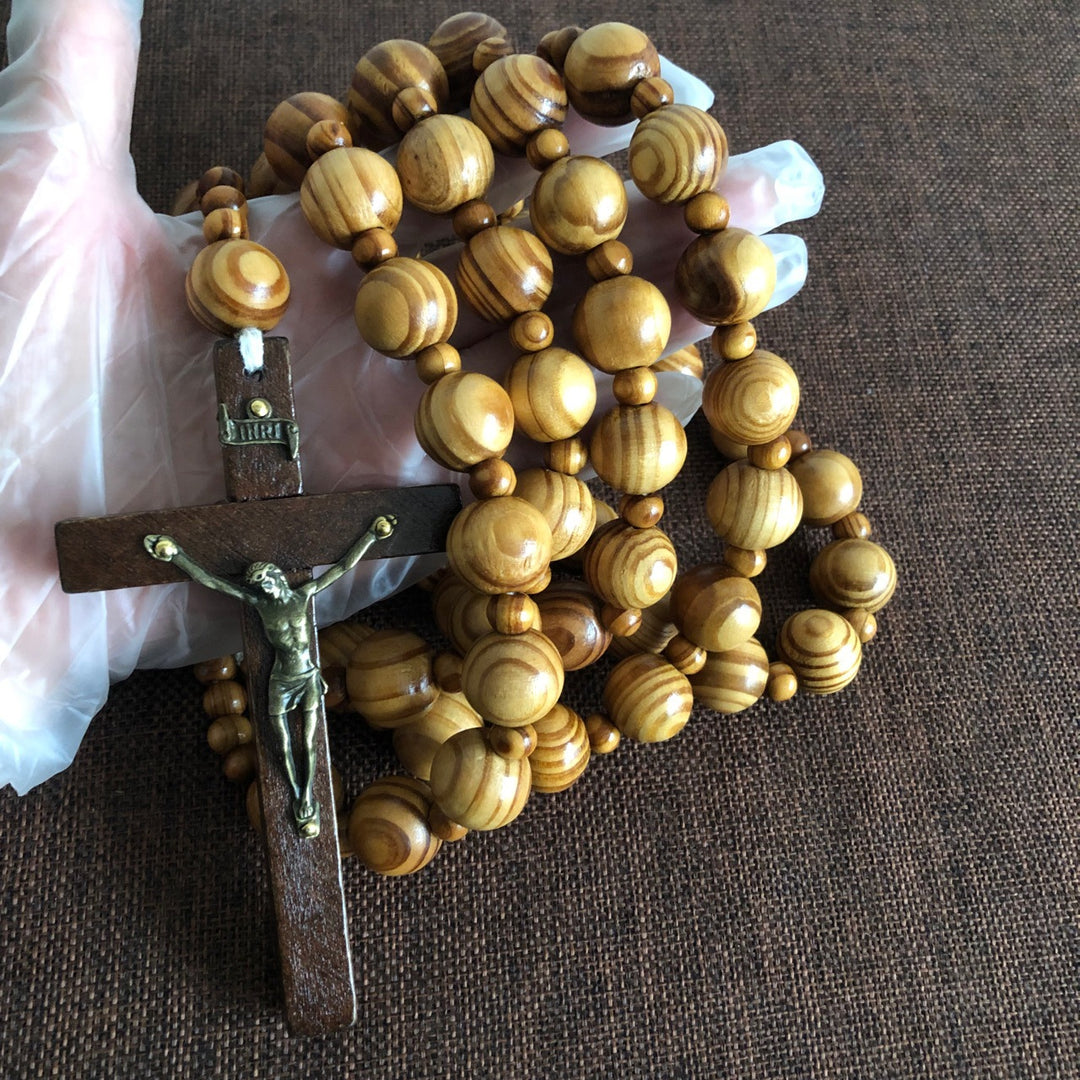 Handmade Olive Wood Crucifix Prayer Rosary