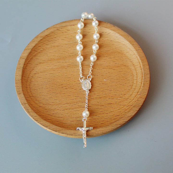 Pearl Beads Mini Rosary for Car/Baptism