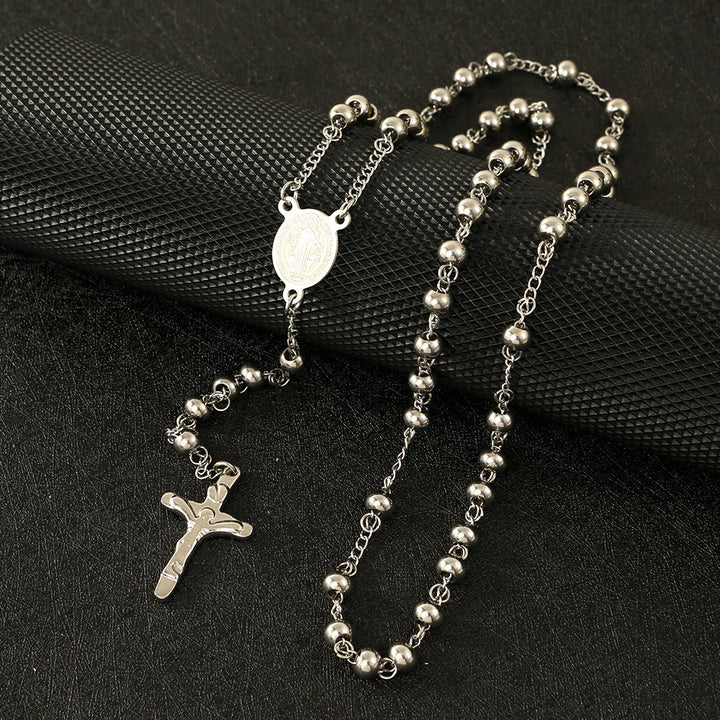Stainless Steel Beads St. Benedict Crucifix Rosary