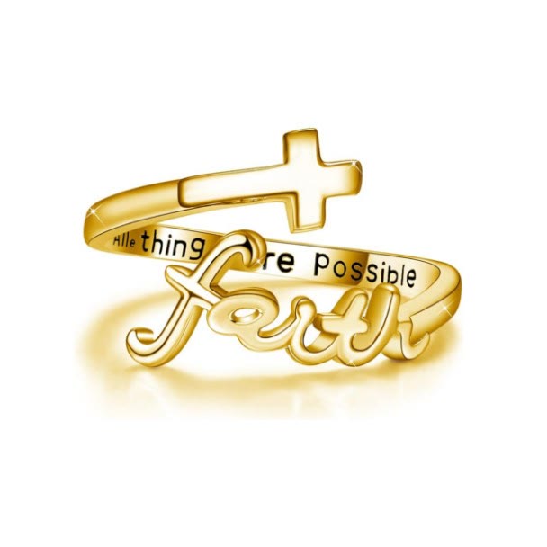 Christianartworkshop The Faith Ring: Adjustable Christian Cross Ring ...