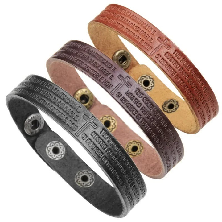 Adjustable Leather Cuff Band Christian Bible Bracelet