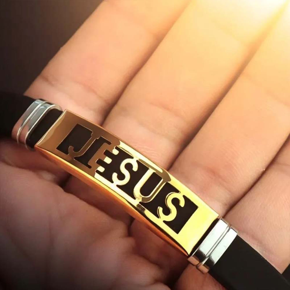 Jesus Bracelet with Water Resistant Silicone Band