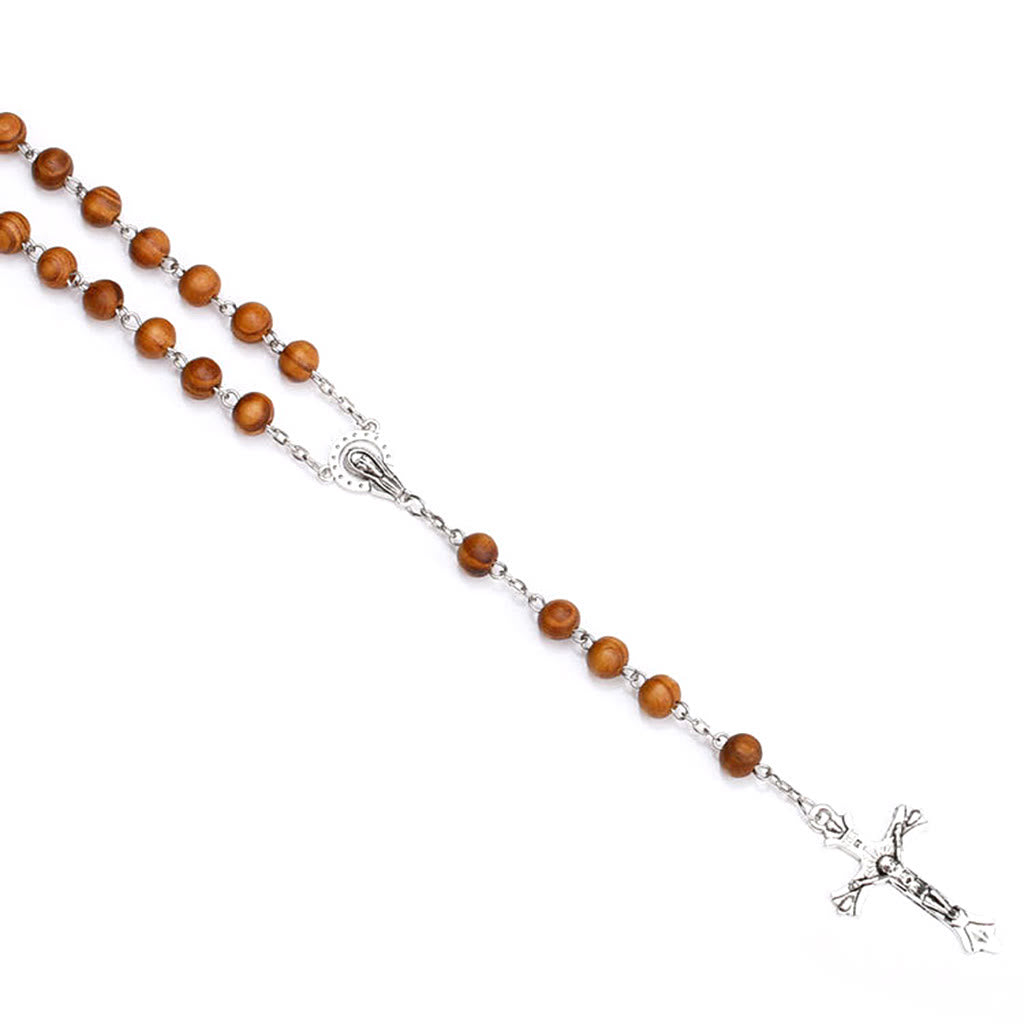 Classic Christian Wooden Long Chain Rosary