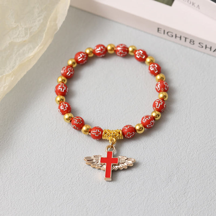 Christ Angel Wings Cross Charm Bracelet