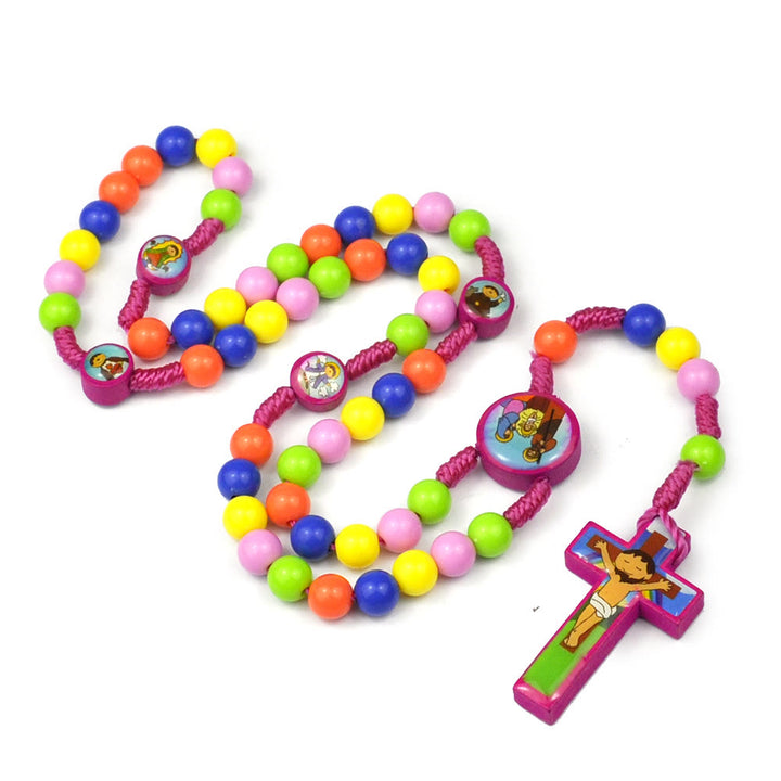 FREE Today: Colorful Round Beads Cross Pendant Children Rosary