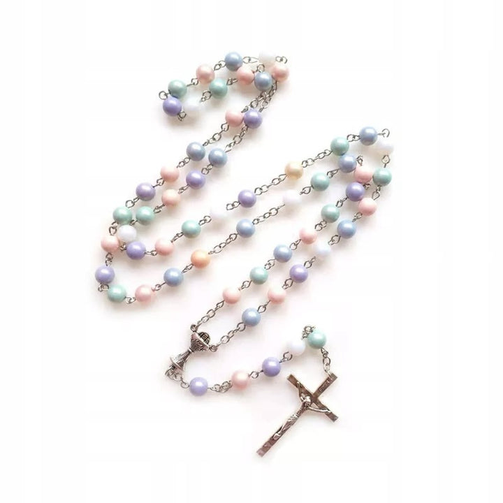 FREE Today: Christian Art Holy Grail & Crucifix of 8 mm Round Multicolor Acrylic Alloy Chain Rosary