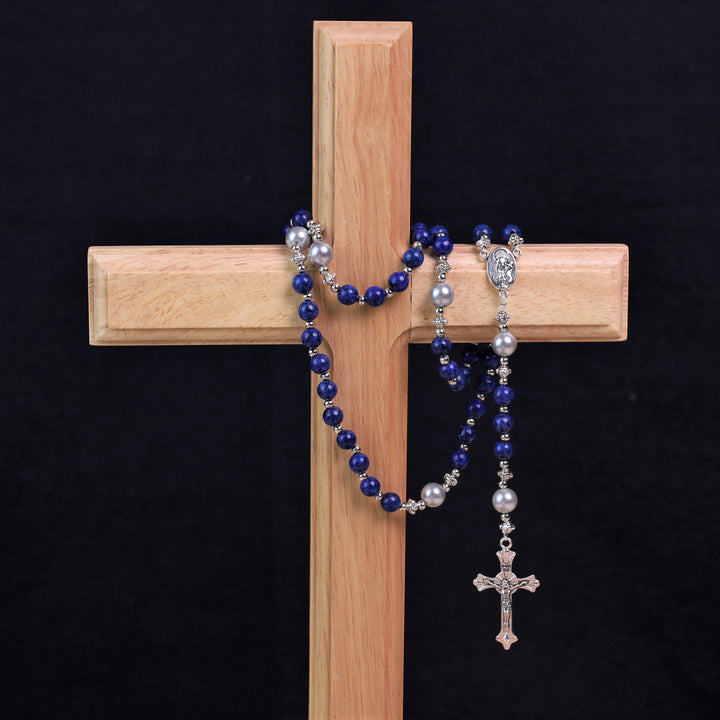 Free Today: Natural Stone Crucifix Hand Held Prayer Rosary Bracelet