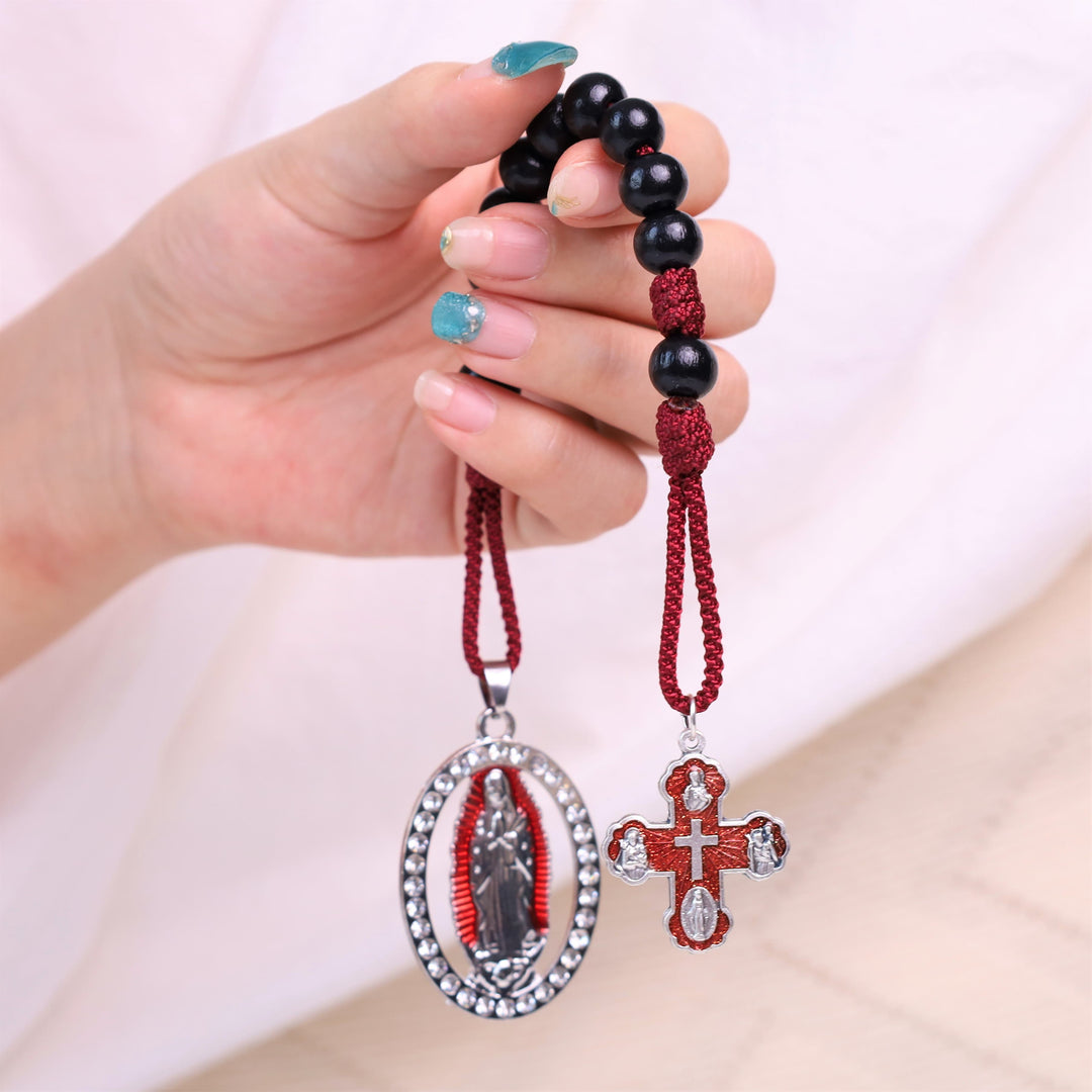 Ebony Beads 5-in-1 Cross & Medal of Our Lady of Consolation Pocket Rosary