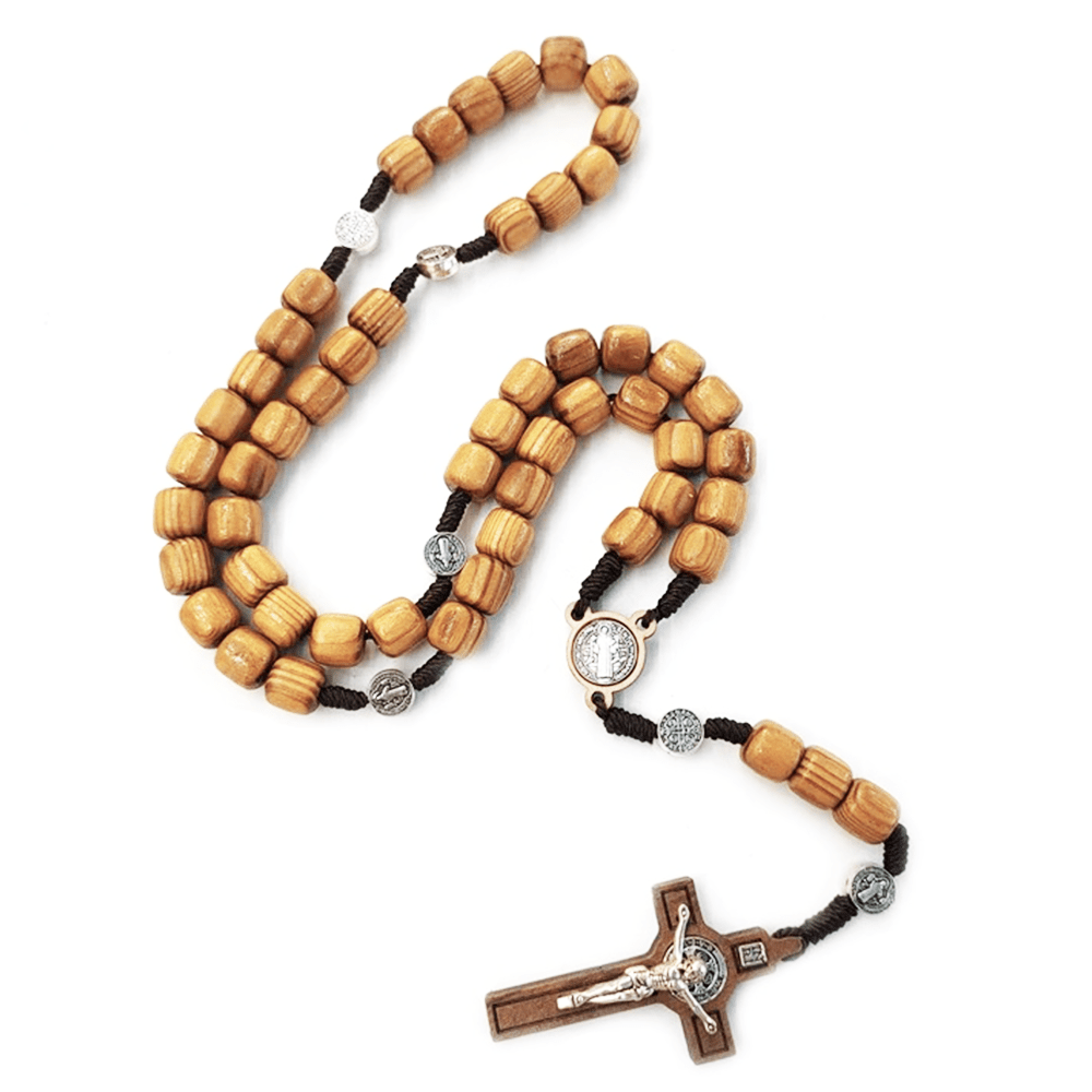 Crafted Natural Wood St. Benedict Crucifix Rosary
