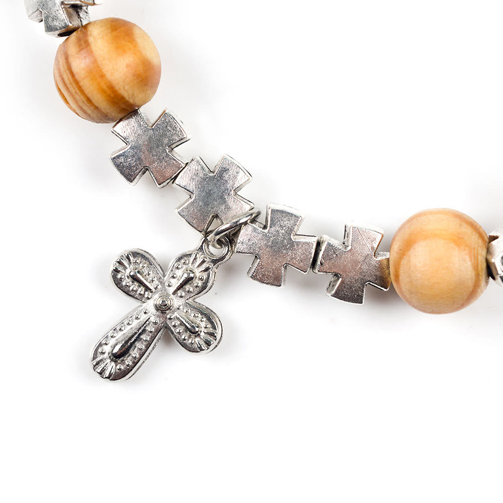 Blessings of Faith: Wooden Beads Prayer Christ Bracelet