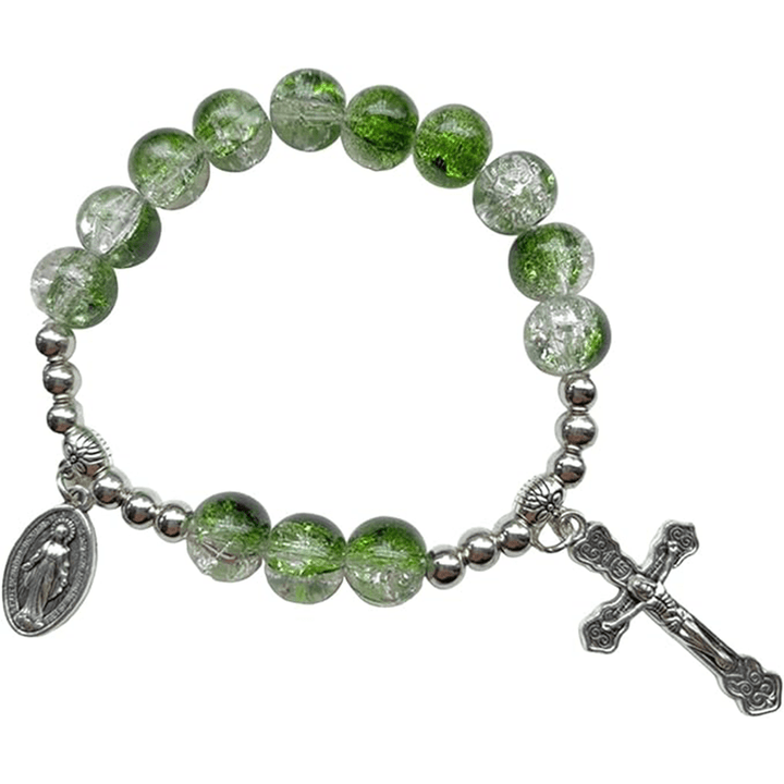 FREE Today: Miraculous Medallion & Crucifix Two-Tone Glass Bracelet