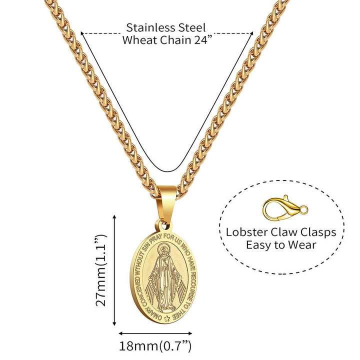 Miraculous Mary Pendant Religion Christian Necklace