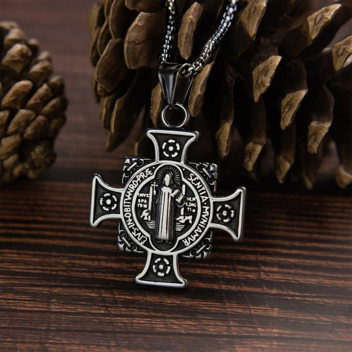 FREE Today: Saint Benedict Protection Medal Cross Pendant Necklace