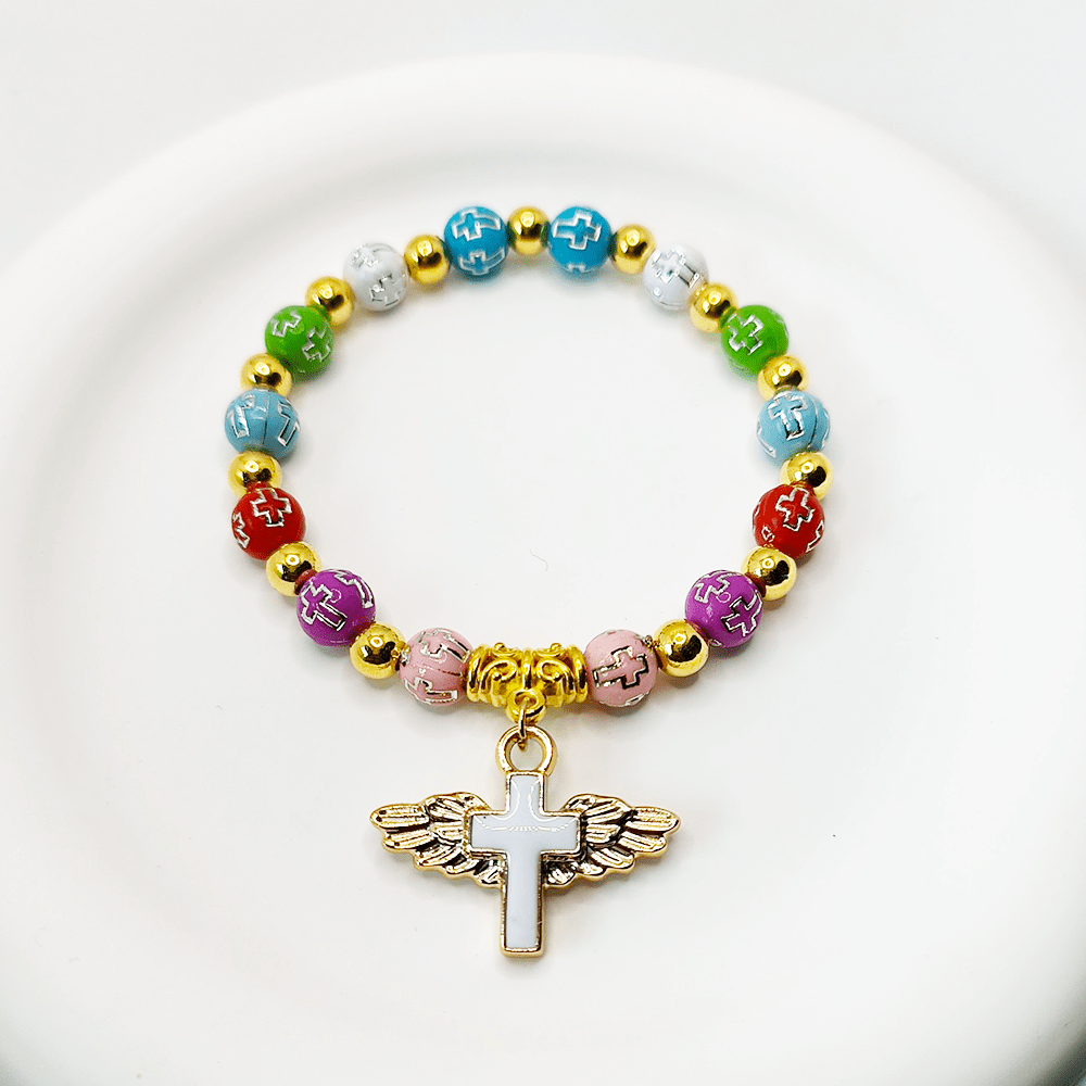 Christ Angel Wings Cross Charm Bracelet